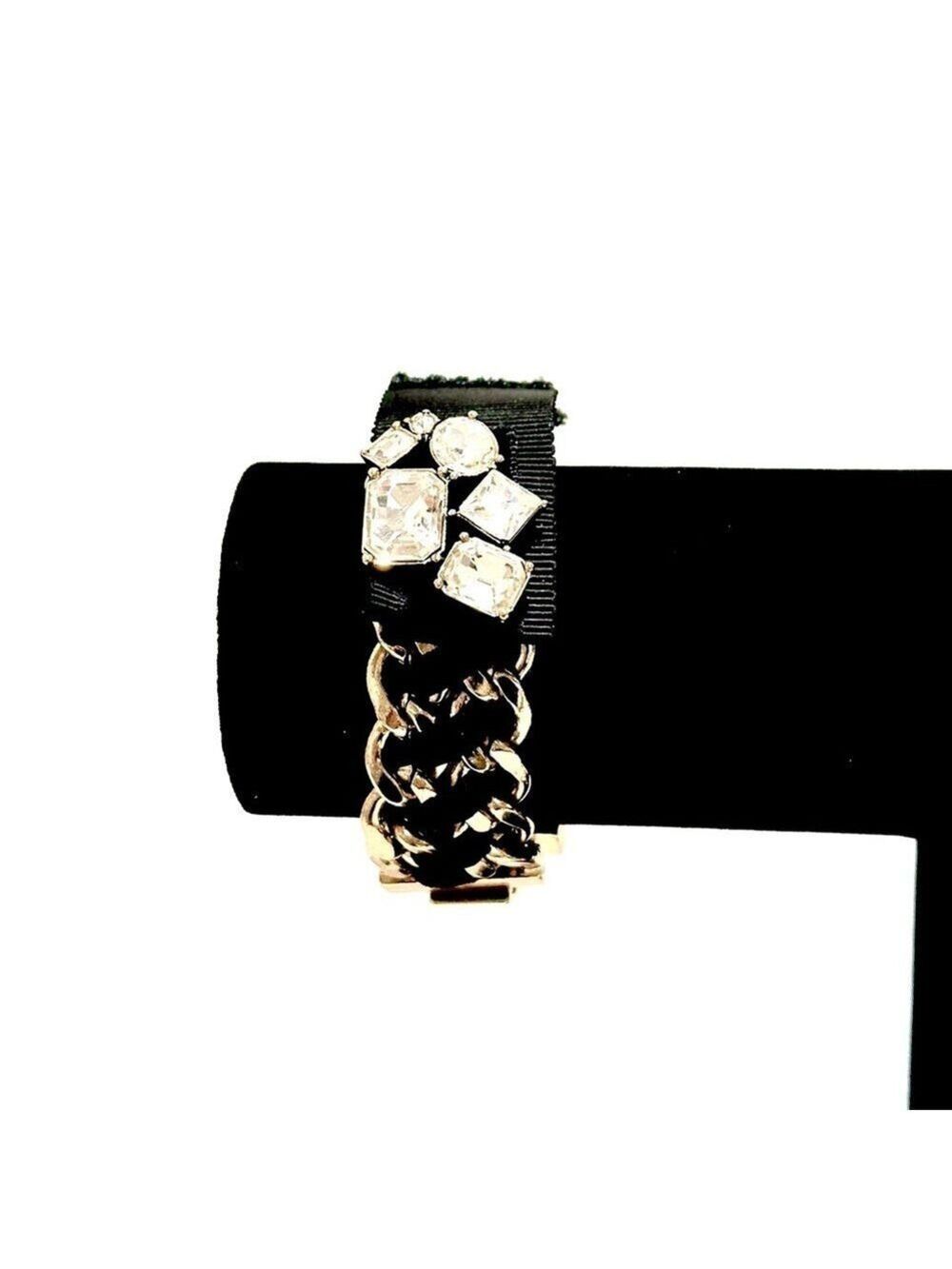 Banana Republic Black Crystal Ribbon Statement Bracelet NWT - Picture 6 of 7